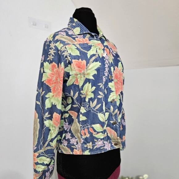 Floral Print Button Front Cotton Shacket Lightweight Jacket by Sag Harbor Small - Picture 2 of 14